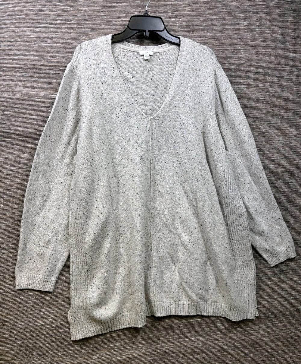J Jill Knit Sweater Womens Size 4X Gray Beige Speckled Textured